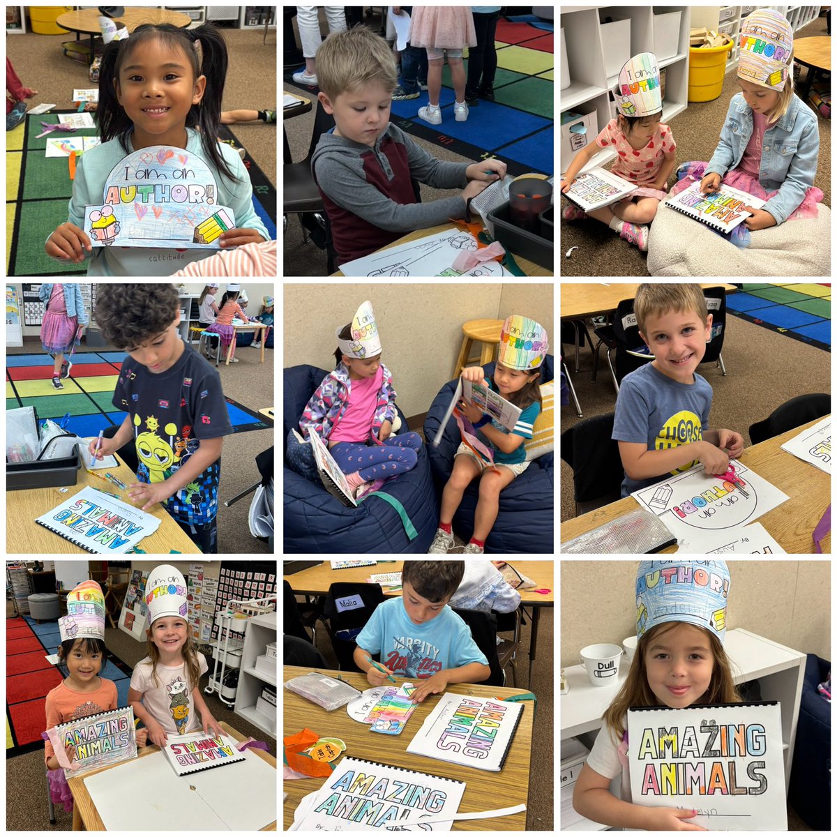 Our kinders had their publishing party today! They’ve been using graphic organizers to create a rough draft, and then transferred those ideas into a final draft resulting in a complete book. They also added art pieces throughout. #SeagullsSoarTogether 💙<a href="/SunsetHillsES/">SunsetHillsElementary</a>