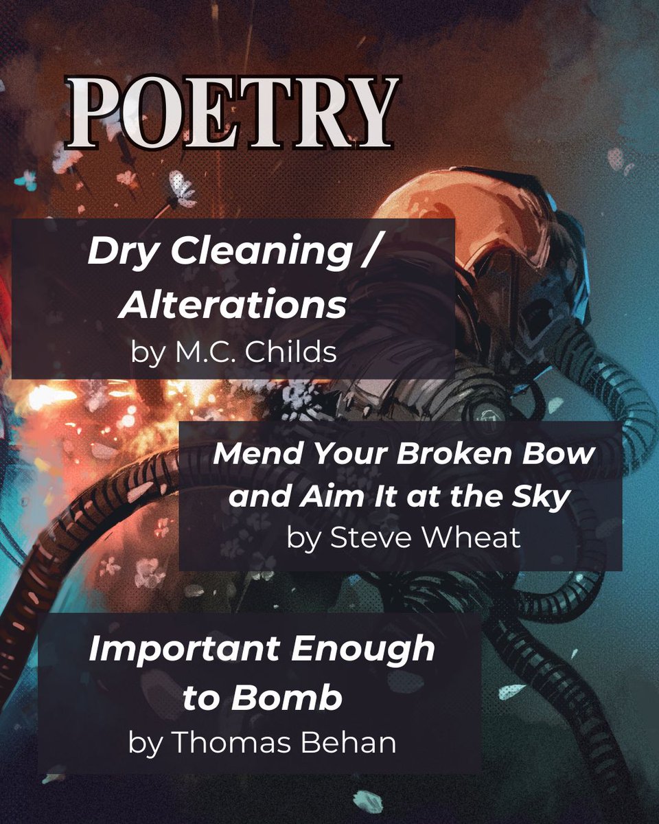 For our last round of author reveals, get ready for incredible work from the inspired M.C. Childs, Steve Wheat, Thomas Behan, Hayden Waller, and Jacob Baugher!

Issue 10 is coming very soon to an orbit near you. Stay tuned!

#indiejournal #scifi #dystopian #anarchy #cyberpunk