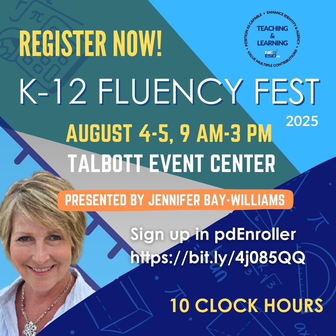 NEWESD 101 (@newesdnews) on Twitter photo 🎉 FLUENCY FEST 2025 is coming! 🎉
Join us Aug 4-5 at #NEWESD101's Talbott Event Center for 2 days of math fluency with Dr. Jennifer Bay-Williams!
📅 10 clock hours
📍 Register: bit.ly/4j085QQ
#WAedu #northeastwa #spokaneteachers <a href="/waOSPI/">WA State OSPI</a> 🎉 FLUENCY FEST 2025 is coming! 🎉
Join us Aug 4-5 at #NEWESD101's Talbott Event Center for 2 days of math fluency with Dr. Jennifer Bay-Williams!
📅 10 clock hours
📍 Register: bit.ly/4j085QQ
#WAedu #northeastwa #spokaneteachers <a href="/waOSPI/">WA State OSPI</a>