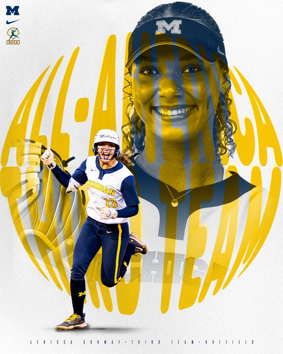 Michigan Softball (@umichsoftball) on Twitter photo She's an 𝓐𝓵𝓵-𝓐𝓶𝓮𝓻𝓲𝓬𝓪𝓷. ✨
<a href="/conway_jenissa/">Jenissa Conway</a> becomes our 70th All-American in program history and the ninth different outfielder.
#GoBlue She's an 𝓐𝓵𝓵-𝓐𝓶𝓮𝓻𝓲𝓬𝓪𝓷. ✨
<a href="/conway_jenissa/">Jenissa Conway</a> becomes our 70th All-American in program history and the ninth different outfielder.
#GoBlue