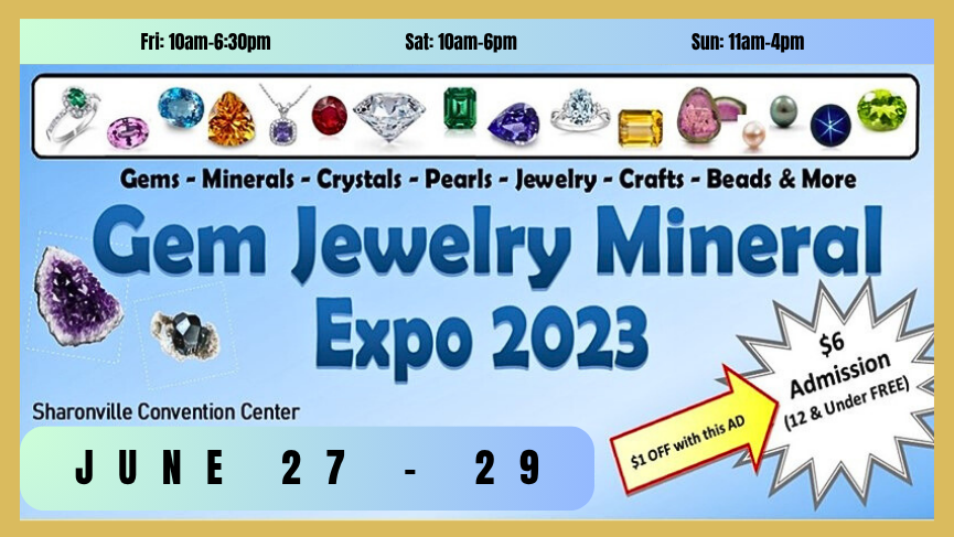Discover a world of dazzling gems, minerals, crystals, pearls, and jewelry at the Gem &amp; Jewelry Expo! 💎Join us at the Sharonville Convention Center, June 27 - 29.

Learn more here: facebook.com/GemandJewelryE…

#gemandjewelryexpo #cincinnati #SharonvilleConventionCenter