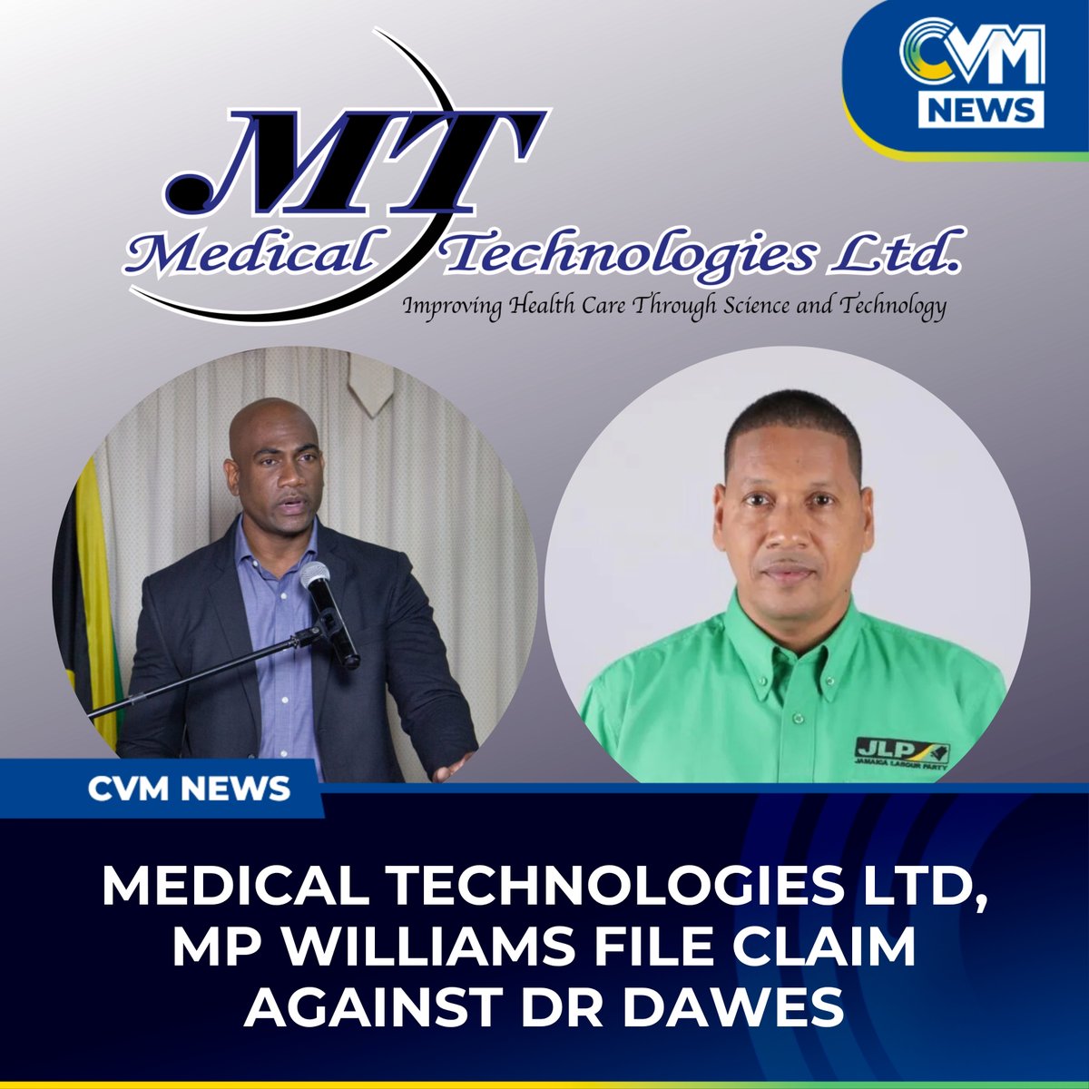 CVMTV's tweet image. Medical firm Medical Technologies LTD &amp;amp; MP Donovan Williams have filed a defamation suit against Dr. Alfred Dawes. The suit seeks damages over claims linked to a $31M neurosurgical drill at Bustamante Hospital. Dawes has yet to comment.

 #DefamationClaim #CVMNews