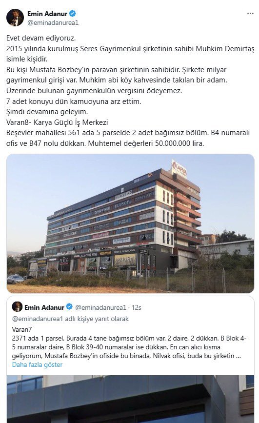 Son Dakika | 

Bursa'da işadamı Emin Adanur, Bursa Büyükşehir Belediye Başkanı Mustafa Bozbey ile yaptığı rüşvet pazarlığını sosyal medya hesabından ifşa etti:

"Mustafa Bozbey, gelini üzerinden 2 daire istedi ben 1 daire vererek imzayı aldım.”