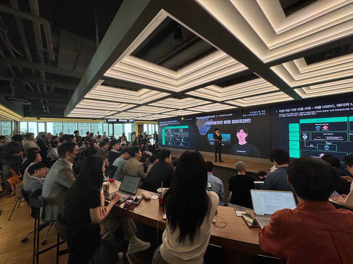 0xalexlim's tweet image. Korea’s stablecoin moment is NOW.
It was an honor to speak at the KRW Stablecoin Seminar, hosted by @hashed_official OPEN RESEARCH and @FourPillarsFP, joined by 200+ attendees across financial institutions, fintechs, policymakers, builders, and journalists.
We explored the…