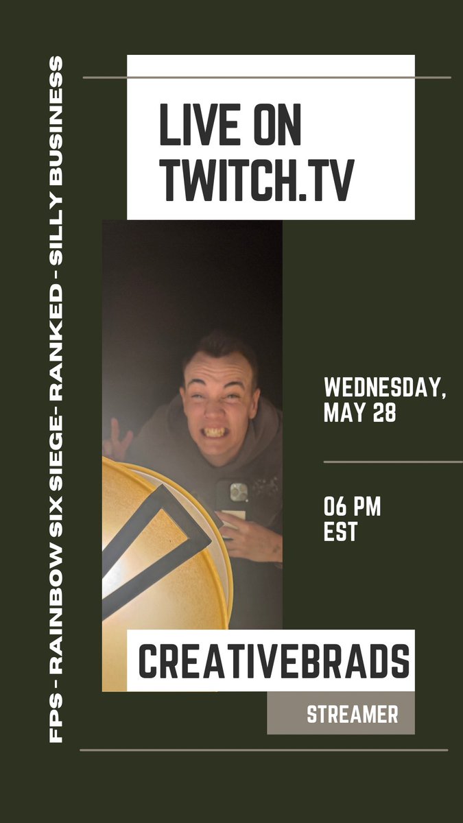 WE ARE BACK BABY and we have Twitch  Affiliate 🥳 Playing Ranked on Thomas Clancy’s R6 Siege twitch.tv/creativebrads