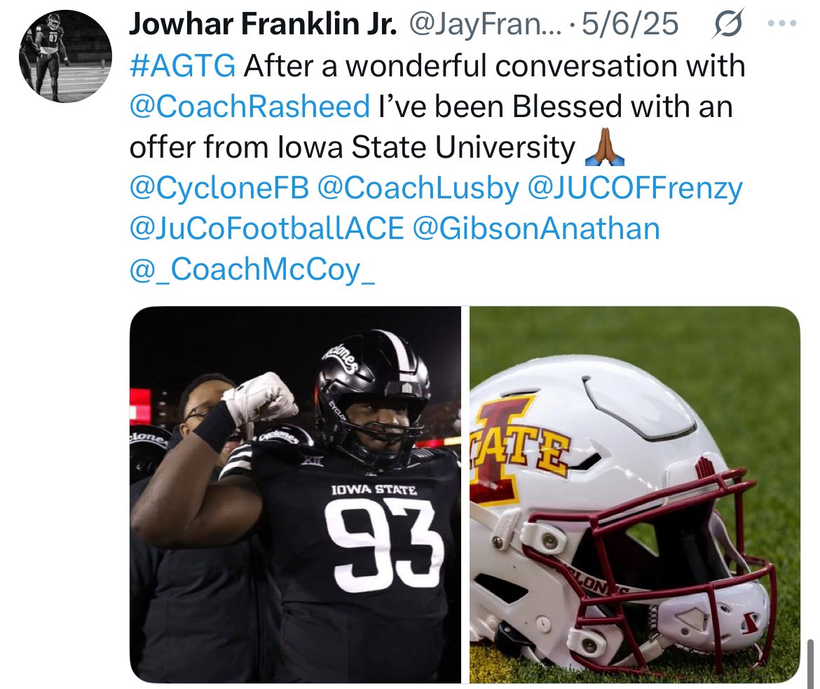 BrandonSmart684's tweet image. Just getting started. Better get in now!
Best DL in JC for 2025
@JayFrank97_ @CoachLusby @DodgeCityCC