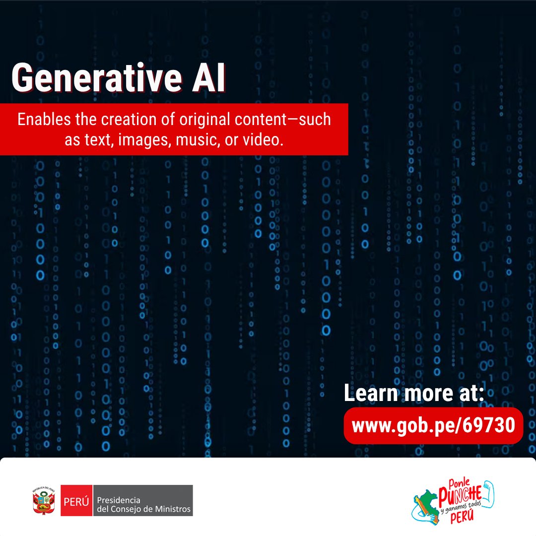 PeruPaisDigital's tweet photo. #SGTDInforms | 🤖🖌️ #GenerativeAI is a model that enables the creation of original content—such as text, images, music, or video—based on a description or input data.
Learn more at 👉🏻 https://t.co/MD91HKvFmG
#DigitalTransformation https://t.co/4ni2QOFJlg
