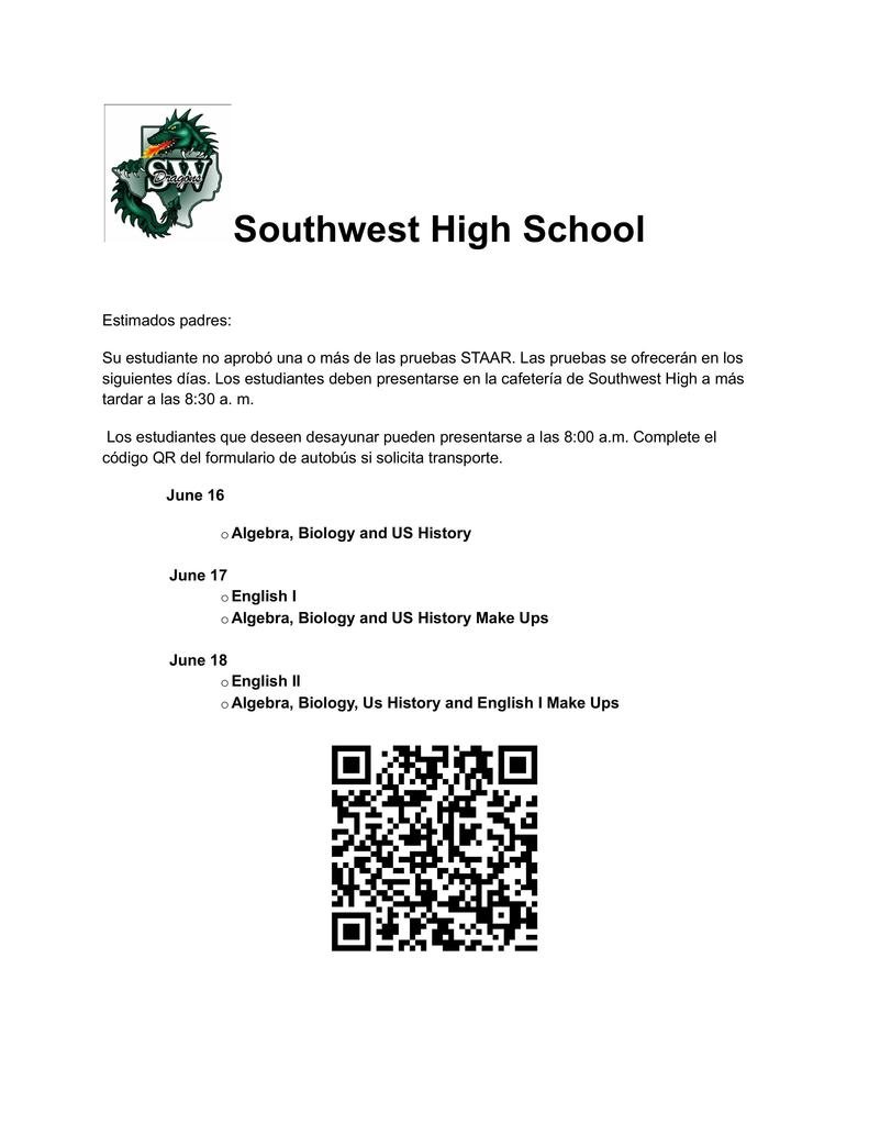 Parents,
Please see the following attachments about checking STAAR scores beginning June 10th. Attached, you will also find the make up testing schedule and bus QR  code for transportation.