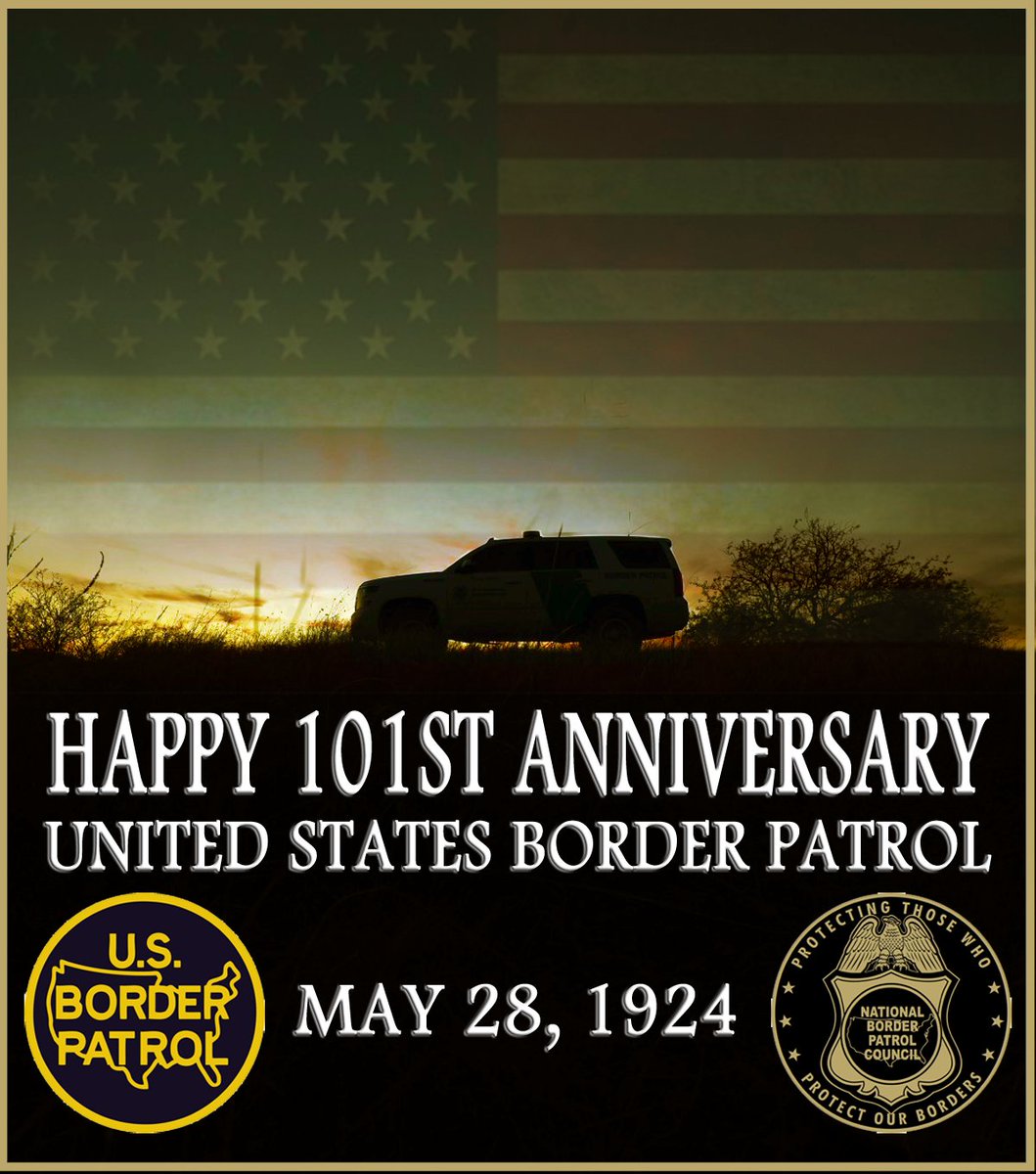 Happy 101st Anniversary to the U.S. Border Patrol. We celebrate all who served, past and present, and honor the memory of those who died in the line of duty. 

Thank you to @realdonaldtrump for pledging to support BP agents and our mission to keep Americans safe.
