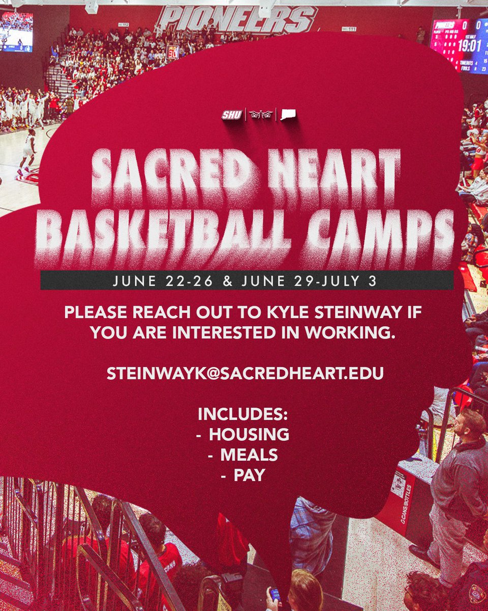 Grow the Game (@gtghoops) on Twitter photo SUMMER CAMP OPPORTUNITY
Sacred Heart is looking for summer camp workers! Please contact <a href="/KyleSteinway/">Kyle Steinway</a>, steinwayk@sacredheart.edu, for more details! SUMMER CAMP OPPORTUNITY
Sacred Heart is looking for summer camp workers! Please contact <a href="/KyleSteinway/">Kyle Steinway</a>, steinwayk@sacredheart.edu, for more details!