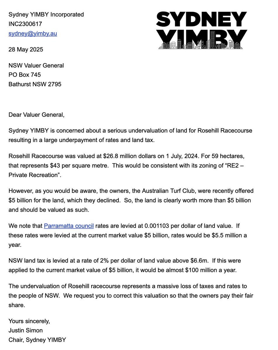 Good job here calling out the ridiculous situation of a $5b site paying  next to no land tax. Also shows that laws that determine what sites can be  used for can change