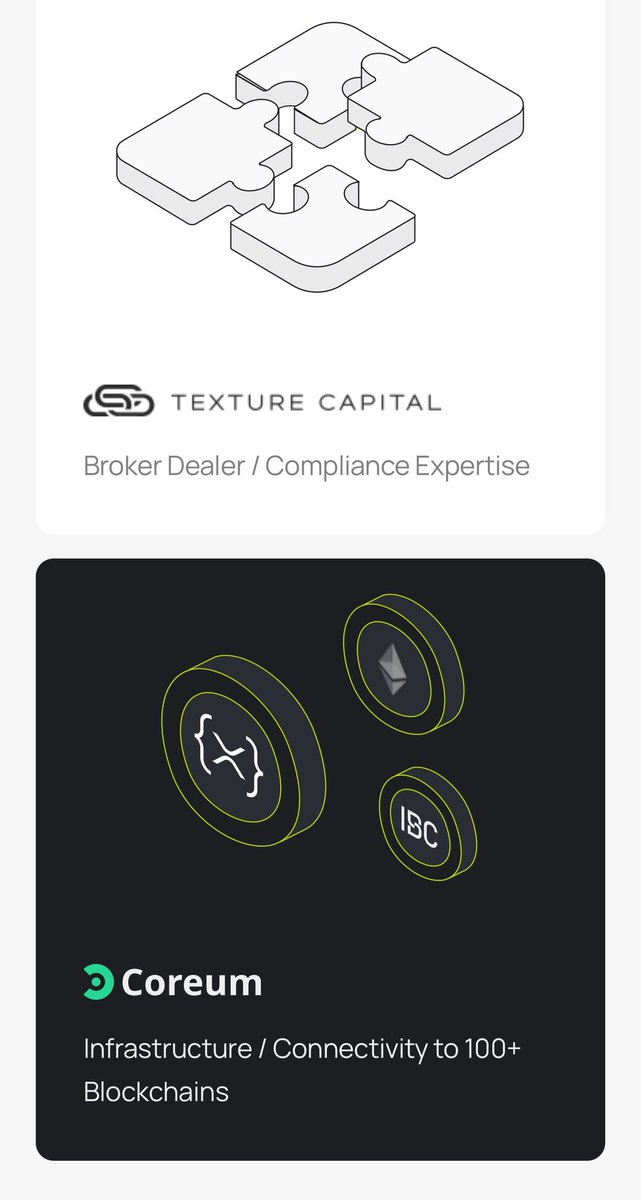 iamartikyoul8's tweet image. @SoloTex_com 🫡

#Sologenic - Tokenization Engine / Development
#TextureCapital - Broker Dealer / Compliance
#Coreum - Infrastructure / Connectivity to 100+ blockchains