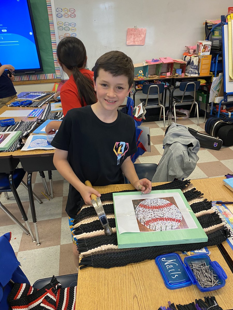 First steps in our string art projects completed. <a href="/NorthSideEW/">North Side School</a> #ewlearns