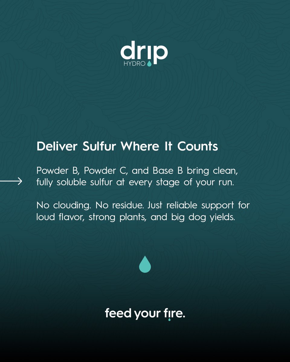Ever get told your flower isn’t loud enough? Sulfur drives terpene punch, resin, and true stress resistance. Powder B, Powder C, and Base B keep your garden dialed on this overlooked essential. Run it clean, run it right. Your garden and your broker will notice.