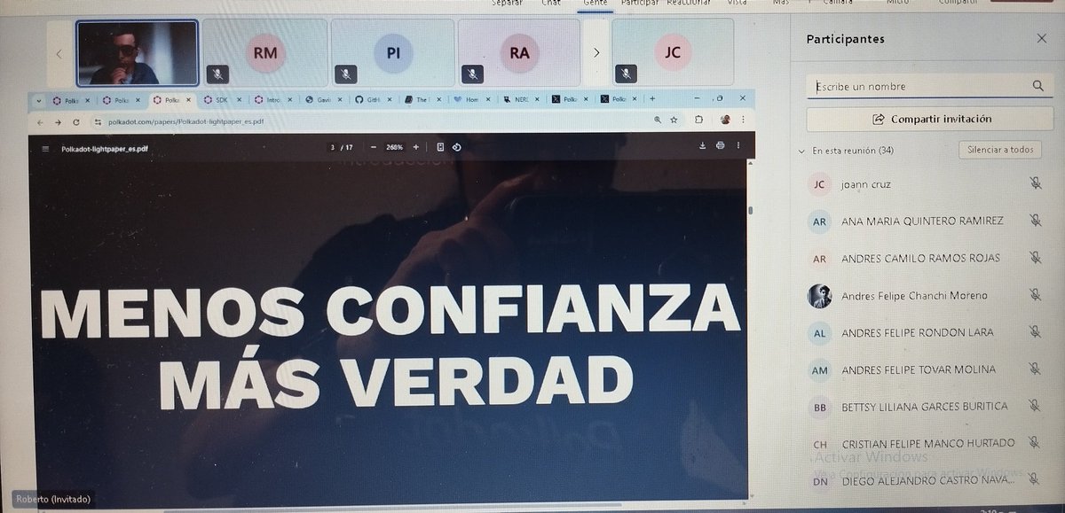 💥 Hoy participamos en una charla virtual para los estudiantes de la <a href="/udistrital/">UniversidadDistrital</a> en dónde hablamos de #Blockchain y <a href="/Polkadot/">Polkadot</a>. 
Inicio <a href="/RobertoSteam/">Roberto Heredia Almonacid</a> dando un panorama general de blockchain y como <a href="/gavofyork/">Gavin Wood</a> crea #polkadot evolucionando en el concepto de las #parachains.