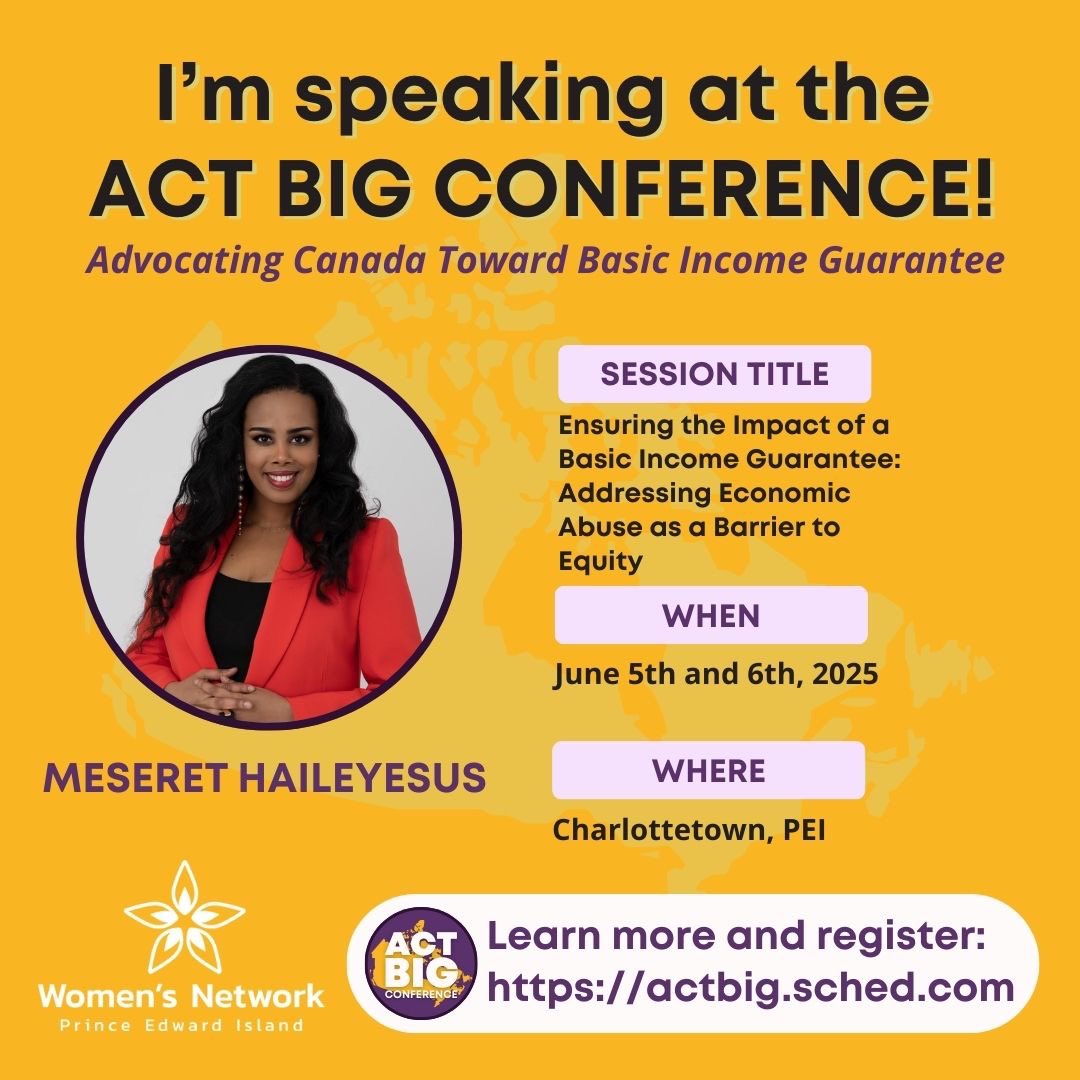 Excited to speak at the ACT BIG Conference on June 5–6 at Holland College in Charlottetown, Prince Edward Island💜💜💜💜I’ll be sharing insights on how a Basic Income Guarantee can truly advance equity - Register actbig.sched.com