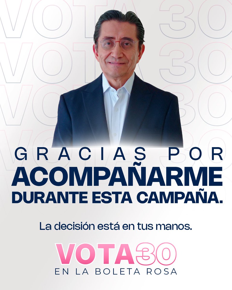 AlbertoRommx's tweet photo. Hoy cierro esta etapa con más convicción que nunca: Sí es posible construir un mejor futuro para Quintana Roo desde el Poder Judicial. ¡Gracias por acompañarme durante esta campaña!

Este 1º de junio, tu voz tiene fuerza. 🗳️ Vota 30 en la boleta rosa.

#AlbertoRomo #Vota30 https://t.co/akQqUqZuZd