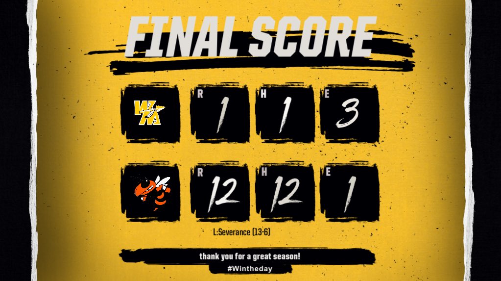 Our season sadly ended today to a great team. We were in the game for most of it but a bad inning got us. We had a growing season and grew together! We thank our seniors who leave us with being apart of 103 wins and left their mark! 
 Till next season! Go warriors!