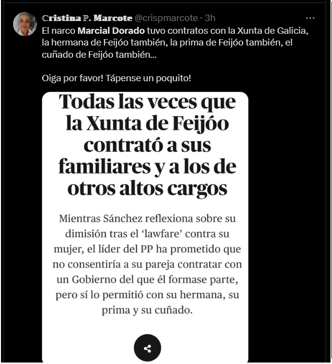 Sopramocos's tweet photo. @ppdegalicia @AlfonsoRuedaGal Xa vemos que sempre dicides SÍ á todo o que favoreza á #Famiglia,  p.tos dePPredadores da nosa terra. https://t.co/tkwEeU26D3