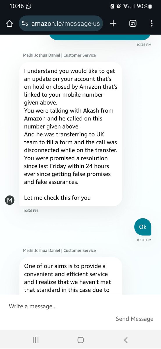 Nimera13's tweet photo. @AmazonHelp @AmazonEurope ur amazon Ireland team was on the call with me and was unable to fill out a form to revive my account so they transferred me to UK team &amp; the call got disconnected while on transfer. I wonder why your Ireland team is unable to solve an issue on its own https://t.co/5wGN7Tr3VY