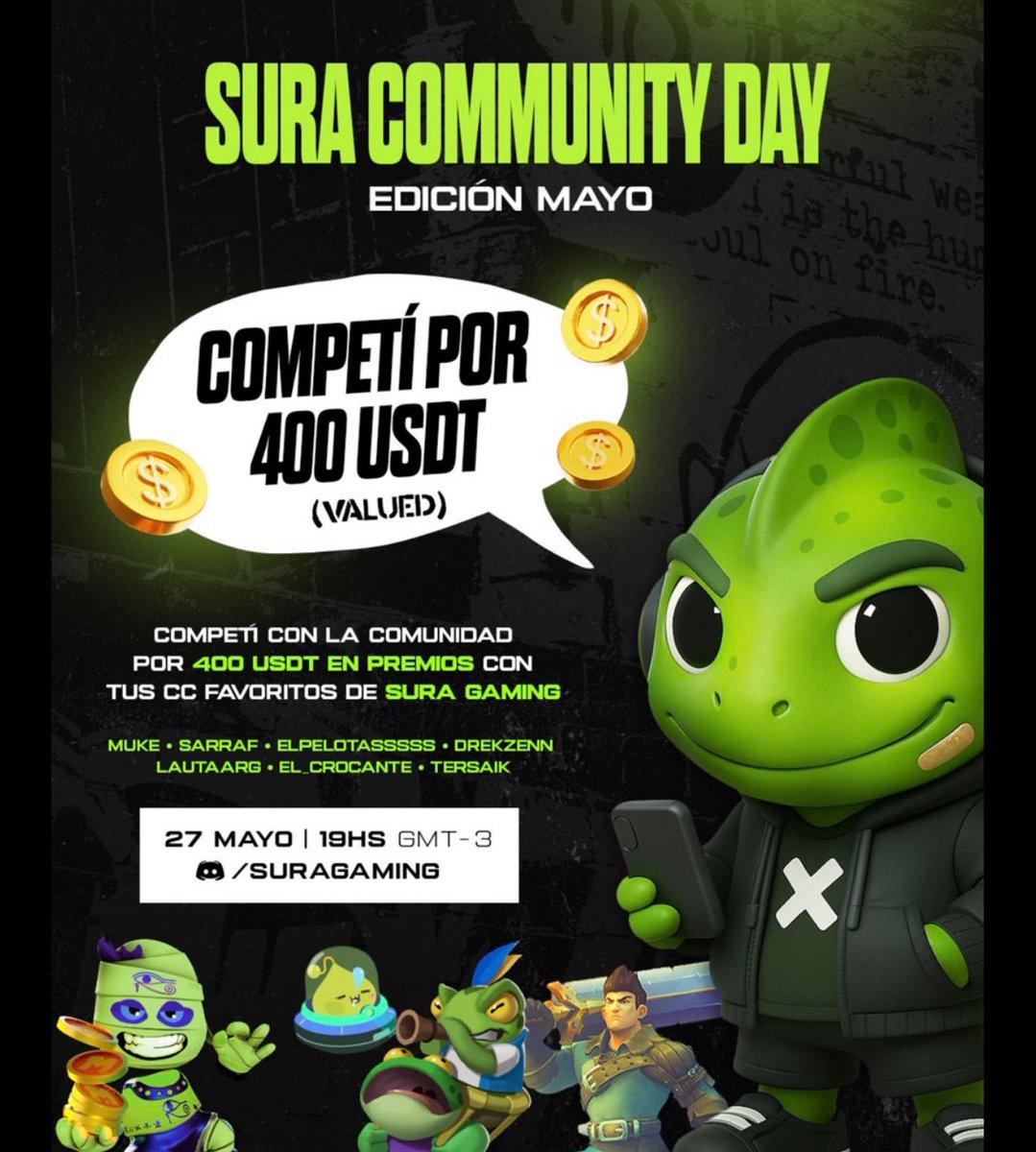 Ahora en discord 𝙎𝙪𝙧𝙖 𝙘𝙤𝙢𝙢𝙪𝙣𝙞𝙩𝙮 𝙙𝙖𝙮 𝙚𝙙𝙞𝙘𝙞𝙤́𝙣 𝙙𝙚 𝙢𝙖𝙮𝙤 
📅Te esperamos el en discord 🇦🇷 para jugar juntos 𝙈𝙤𝙠𝙚𝙣𝙨 𝙇𝙚𝙖𝙜𝙪𝙚, 𝙒𝙞𝙡𝙙 𝙁𝙤𝙧𝙚𝙨𝙩 , 𝙍𝙚𝙖𝙡𝙢𝙨 𝙤𝙛 𝘼𝙡𝙪𝙧𝙮𝙖 𝙮 𝙈𝙖𝙥𝙥𝙡𝙚 𝙎𝙩𝙤𝙧𝙮 𝙐𝙣𝙞𝙫𝙚𝙧𝙨𝙚 ,mientras regalamos