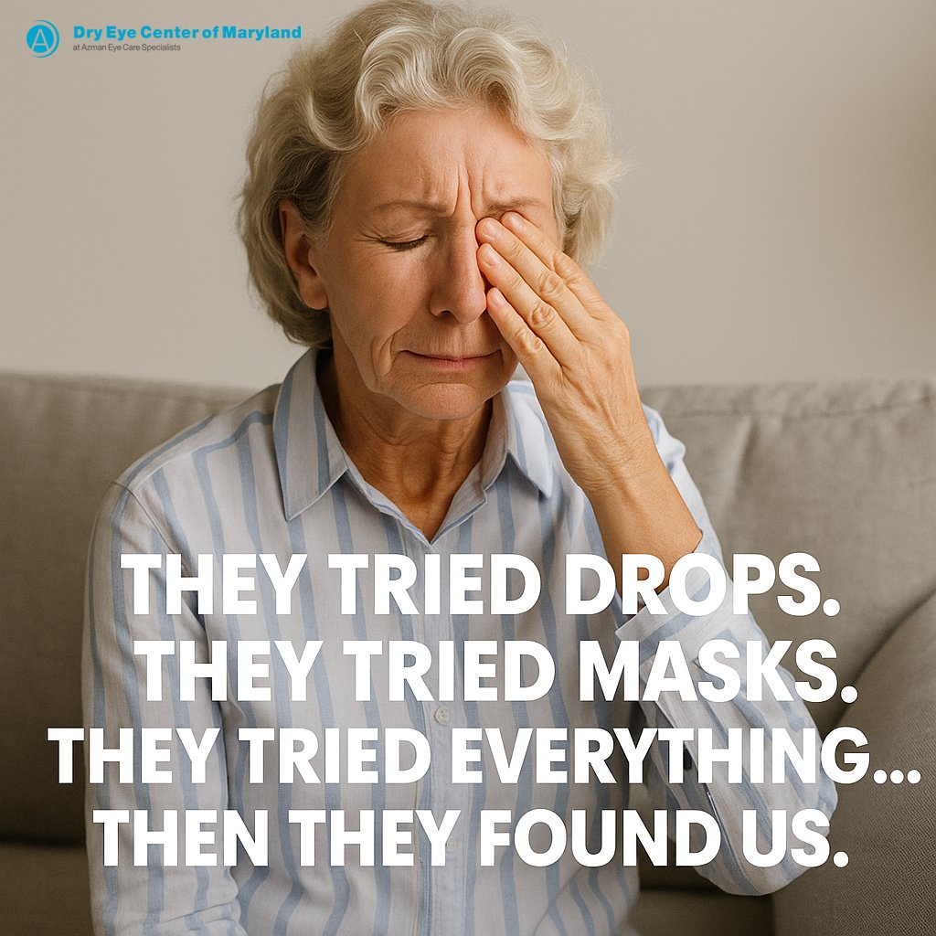 AzmanEyeCare's tweet photo. Tried drops. Tried meds. Tried masks. ❌ Still suffering?

We help dry eye patients who’ve "tried everything" — and finally want real answers.

📞 (410) 291-1718
🔗 https://t.co/dJb20nkhhh

#DryEye #DryEyeRelief #TriedEverything #EyeCare #MarylandHealth #BurningEyes https://t.co/aI7mIAtsVd