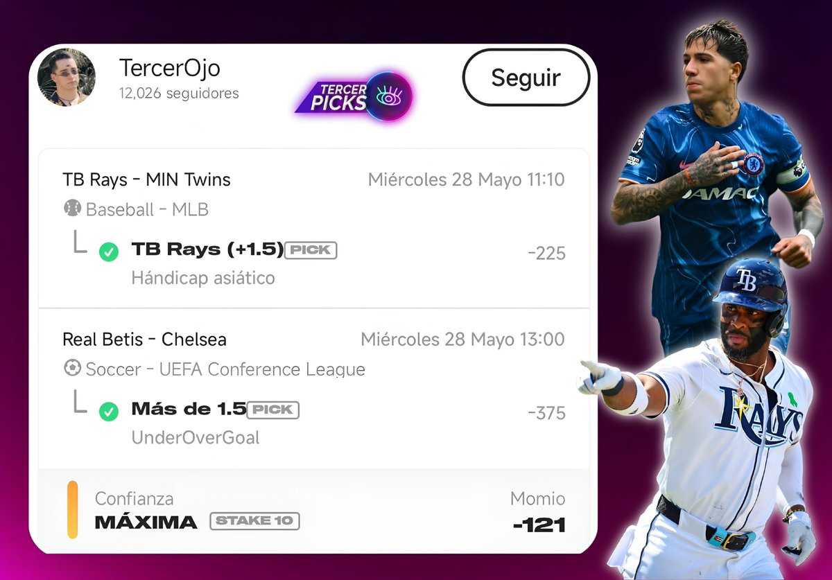 TercerOjoPicks's tweet photo. 🫵🏻 VAMOS POR OTRO #RETO4X4 🛻

PASO 1 ✅ Rays + O1.5 🔐
PASO 2 ⌛⤵️
👁 | https://t.co/uxmo095qrd
⠀
#picks #Apuestas #GamblingTwitter https://t.co/f6cDz9j5W6