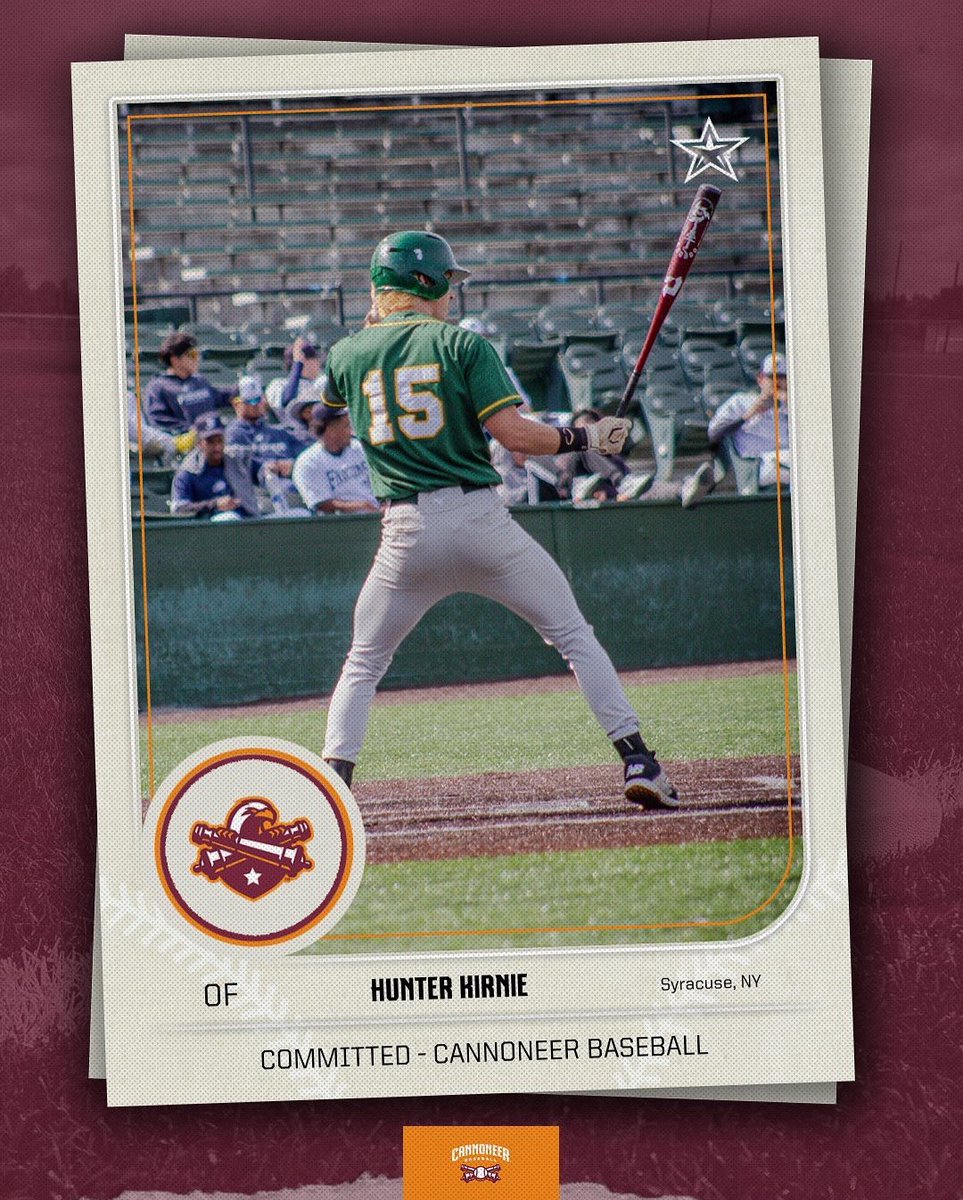 SUNY Jefferson Athletics (@cannoneers) on Twitter photo COMMITTED ‼️
Jefferson Welcomes OF from Syracuse, NY Hunter Kirnie to the Cannoneer Family! COMMITTED ‼️
Jefferson Welcomes OF from Syracuse, NY Hunter Kirnie to the Cannoneer Family!