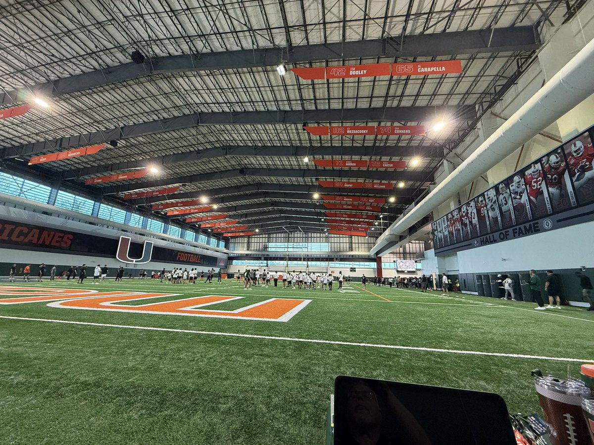 mrcaneslegend's tweet photo. @miamihts , set up for @CanesFootball camp #2 - #FutureCanes https://t.co/jwYfDAqsKN
