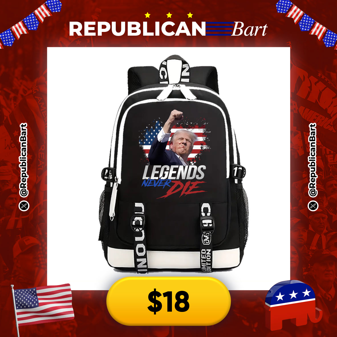 RepublicanBart's tweet image. READY FOR 2024! 🇺🇸🐘

🇺🇸 Trump 2024 Fan School Backpack
💰 $18

🔗 s.click.aliexpress.com/e/_ommSF4f

#Trump2024 #FanGift #SchoolBag