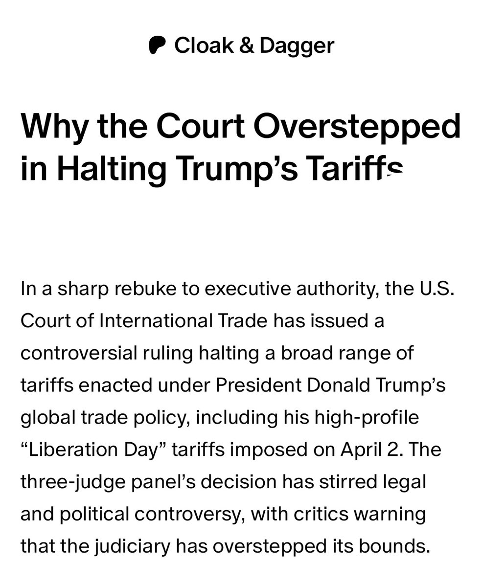 [OPEN POST] Why the Court Overstepped in Halting Trump’s TARIFFS patreon.com/posts/13013585…