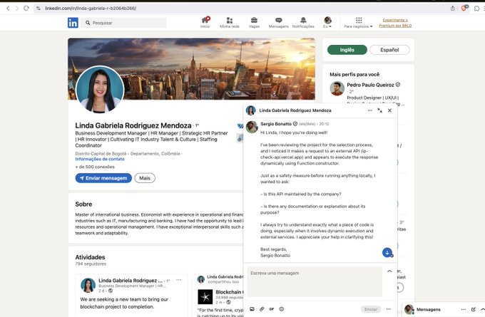 Imagem da conversa no LinkedIn