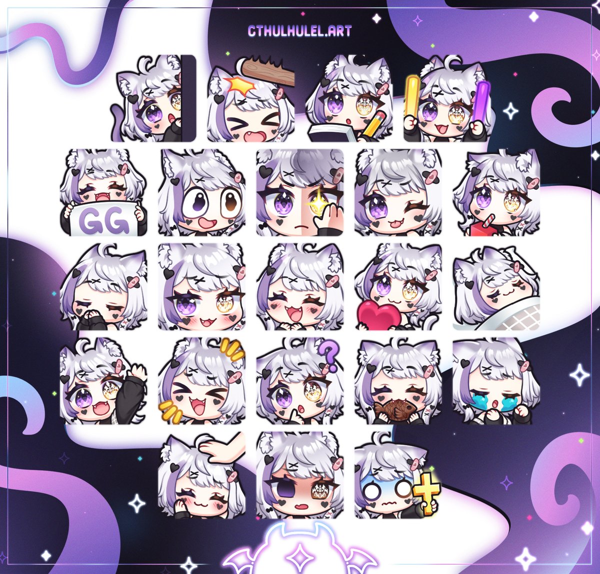 ˚₊‧✦ emotes i made for KisuVT!🐱🎀
#KisuDoodle