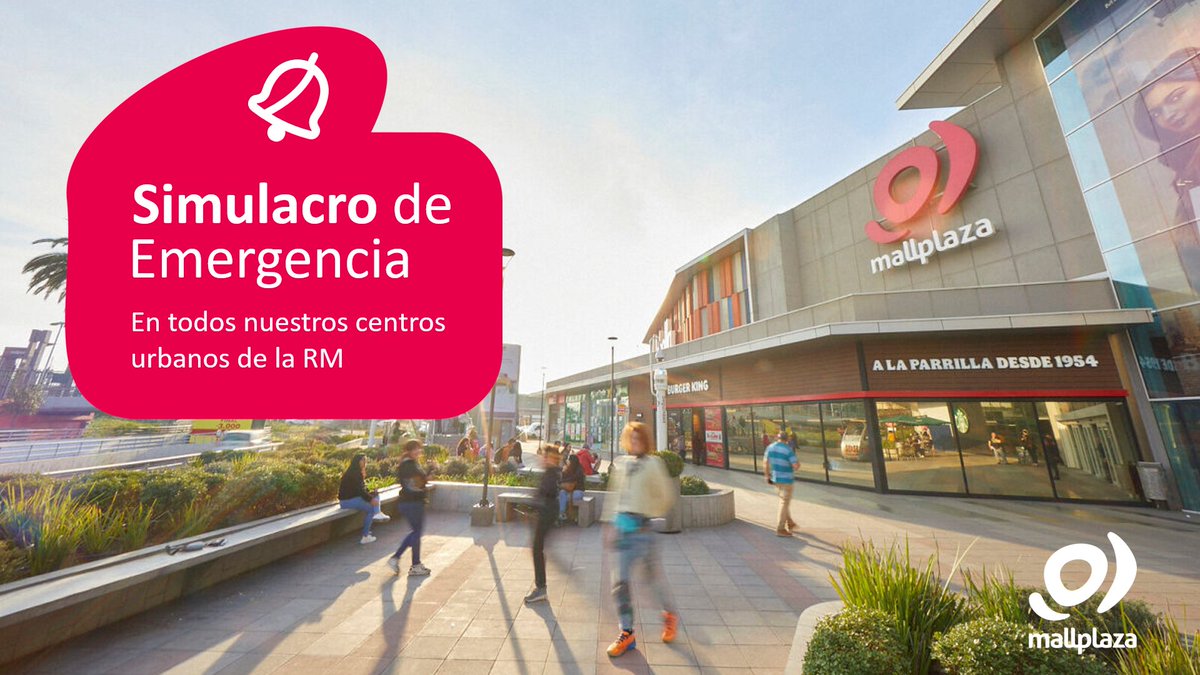 #Simulacro ⚠️ Información importante: Mañana (29/05), a partir de las 10:30 hrs, realizaremos un simulacro ante incendios en todos nuestros centros urbanos ubicados en la RM. Estos son: Mallplaza Vespucio, Oeste, Tobalaba, Norte, Alameda, Sur, Egaña y Los Dominicos.

👉COMPARTE!