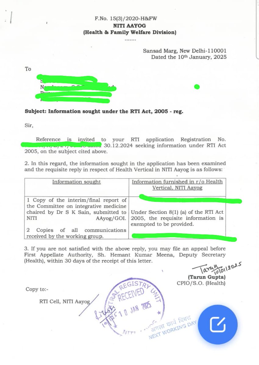 Dr Babu K V (@drbabukv) on Twitter photo If the intention of the Govt is "integration" , I wonder what prevents <a href="/NITIAayog/">NITI Aayog</a> from disclosing the report of the committee on Integrative Medicine, Chaired by Dr SK Sarin ?
What is so secretive about it ?
If disclosed , will have to face more queries ?
<a href="/mpprataprao/">Prataprao Jadhav</a> If the intention of the Govt is "integration" , I wonder what prevents <a href="/NITIAayog/">NITI Aayog</a> from disclosing the report of the committee on Integrative Medicine, Chaired by Dr SK Sarin ?
What is so secretive about it ?
If disclosed , will have to face more queries ?
<a href="/mpprataprao/">Prataprao Jadhav</a>