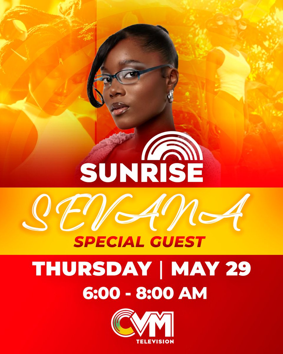 CVMTV's tweet photo. Vana inna Dancehall Style! It’s SEVANA! 🎤✨
This soulful superstar will be LIVE on Sunrise CVM tomorrow at 6AM! Will you be watching? You better! 👀
Tune in on CVM TV, YouTube, and Facebook to catch every moment. 🔥
#Sevana #DancehallStyle #SunriseCVM #LiveOnCVM #CVMTV https://t.co/wCfa2xErpl