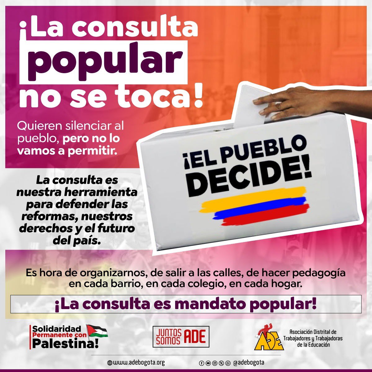 Enseñar constitución política, los mecanismos de participación ciudadana, como la consulta popular, el plebiscito, Cabildo abierto, y la democracia directa participativa, es un deber de todos ( as ) maestros ( as ) del país, hace parte del currículo nunca es adoctrinamiento.