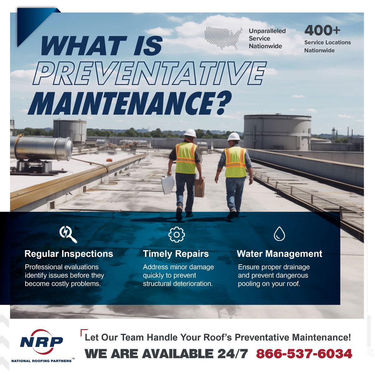 🌧️ After the Storms—Is Your Roof Still Holding Strong? Now’s the time to be proactive.
A roof check-up can catch smll issues b4 they become costly.

🔍 Storms can cause hidden damage
💡 Protect your invstmnt
🏢 Keep your business secure
NRP= 400+ Serv locations &amp; we are 24/7 365.