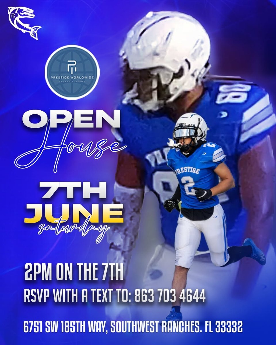 Come visit us in paradise 🌴 🏖 and meet Coach Bliss and staff on June 7th.  Conference Schedule, game film 🎥, more exposure to college coaches &amp; player development to help get more offers!
RSVP text 863 703 4644 
Website: Pwsportsacademy.com 
Email: