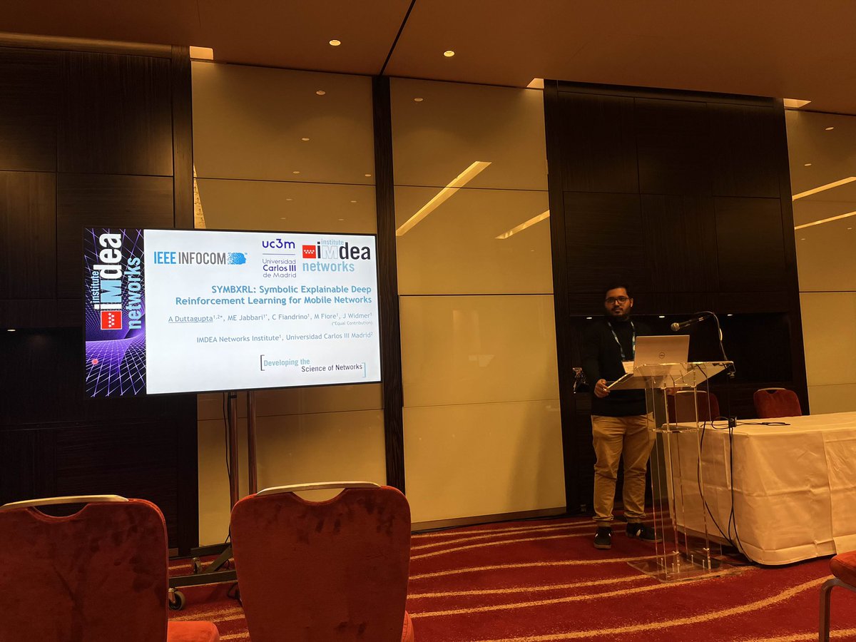 adg_key123's tweet photo. Last week, we presented SymbXRL at IEEE INFOCOM 25 in London! 🎉

A new tool using Symbolic AI + Knowledge Graphs to explain DRL agents, flag suboptimal actions, &amp; enable operator control.

w/ @MohammadErfanJ , advised by @marc0_fi0re &amp; @ClaFiandrino 

📄 https://t.co/8AIekWBJ6z https://t.co/goFPJGYMaM