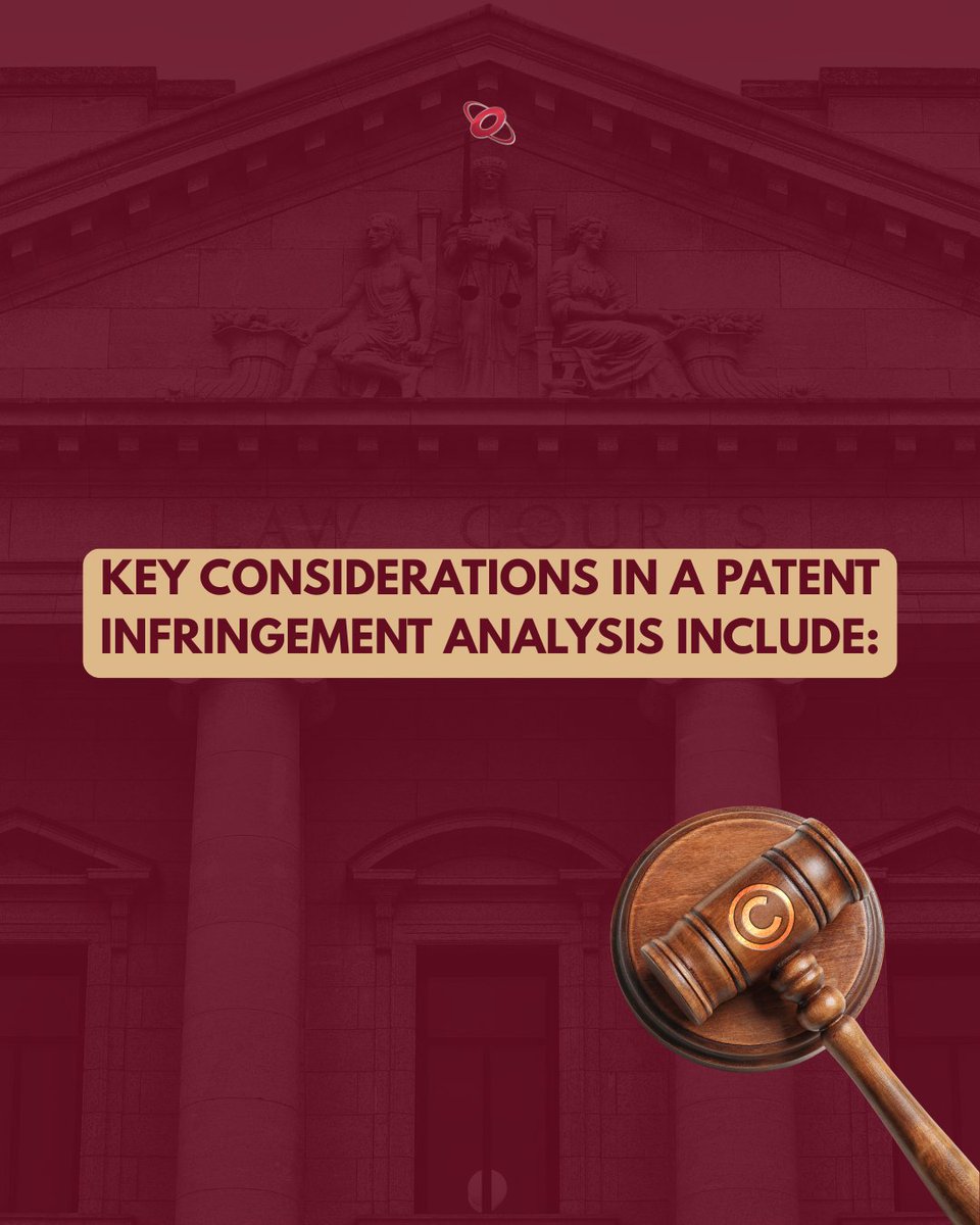 omnilegalgroup's tweet image. Don't navigate a patent infringement claim blindly. These key considerations – claim analysis, scope assessment, and product comparison – are essential for understanding your position.

#PatentRights #IPProtection #LegalStrategy #BeInformedWithOmniLG