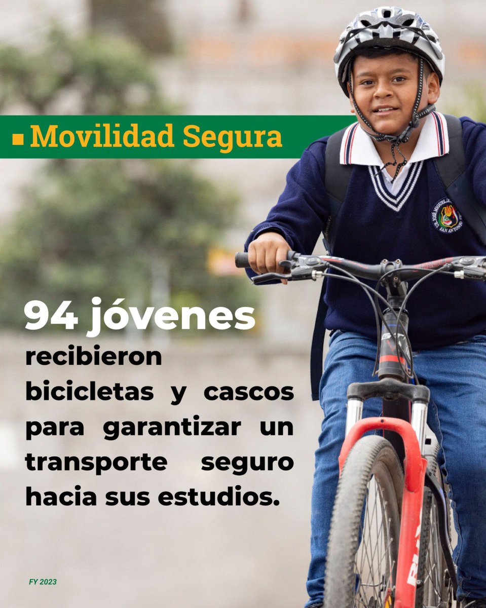 📊#ChildFundencifras | Agentes de cambio, jóvenes con propósito. 

700 jóvenes lideraron espacios de diálogo sobre seguridad digital y prevención de la violencia en línea.

🚲 Además, 94 jóvenes recibieron bicicletas y cascos, promoviendo una movilidad segura hacia sus estudios.