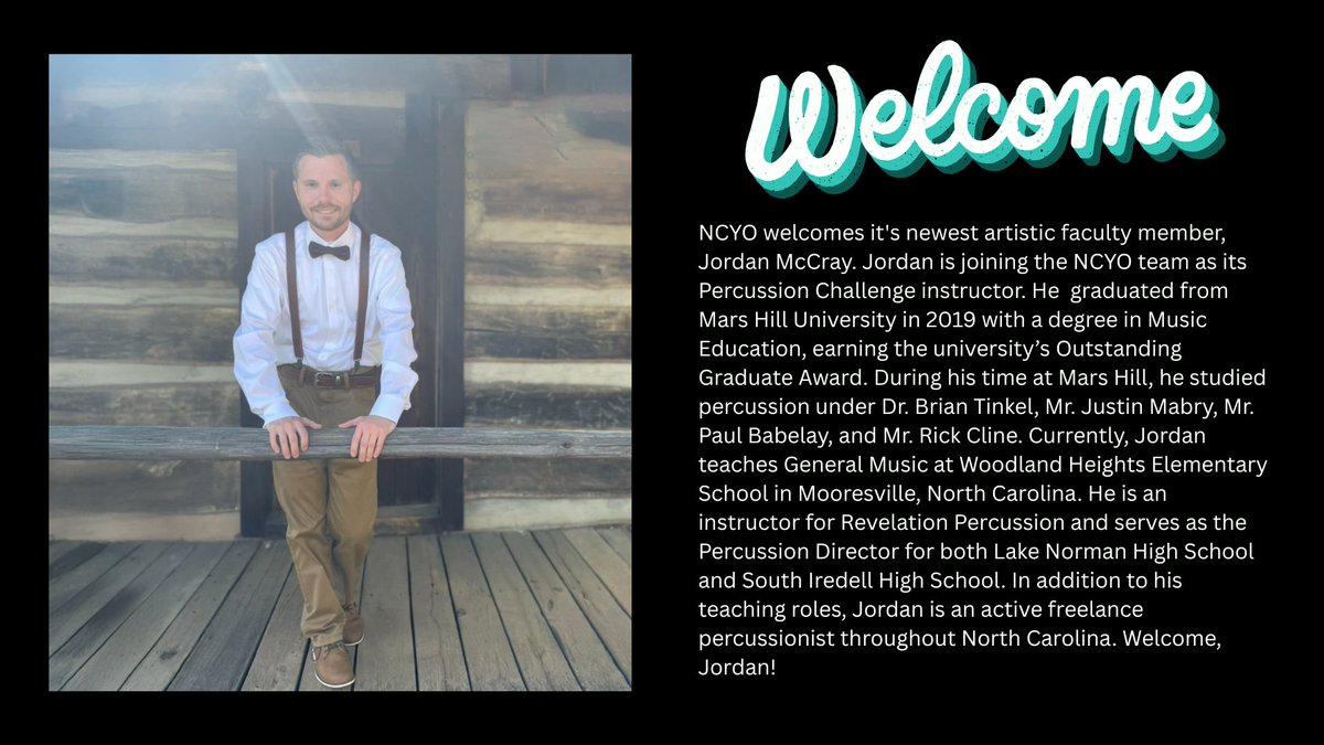 Join us in welcoming Jordan McCray to the NCYO team!