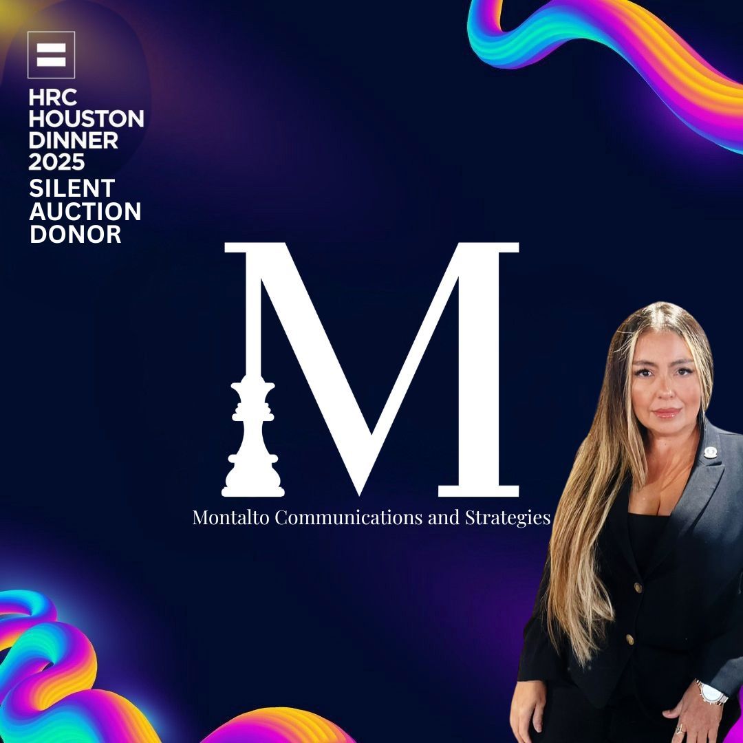 We’re grateful to Montalto Communications &amp; Strategies for donating professional services to our silent auction in support of LGBTQ+ equality.

Submit your auction item today:
🔗 houston.hrc.org/our-dinner/auc…

#HRCHouston #UnityInCommunity #SilentAuction #EqualityForAll #HRCDinner2025