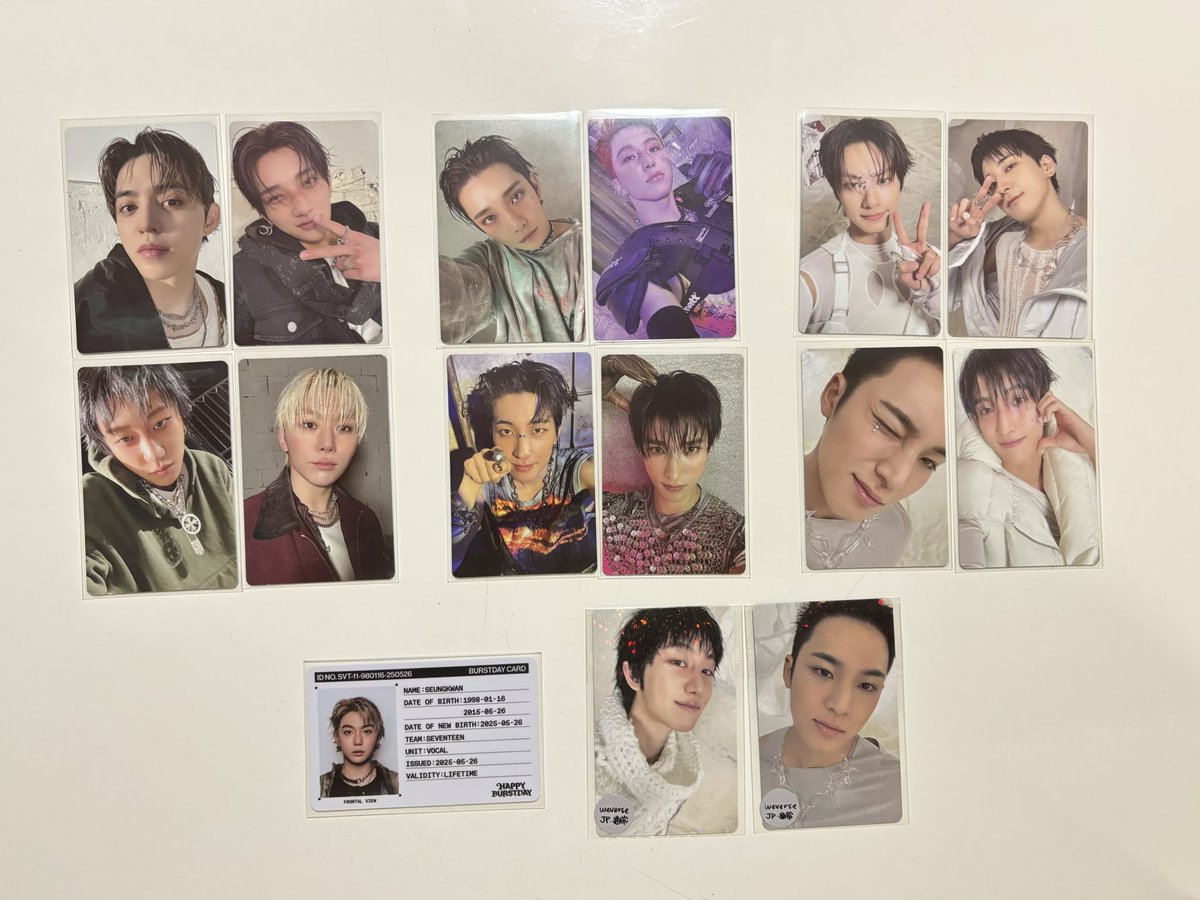 ___cqrp's tweet photo. SEVENTEEN HAPPYBURSTDAY セブチ トレカ 特典　交換

譲：画像1〜3枚目参照

求：画像4枚目　ウジ

・なるべく同種、特典は他店舗◎
・郵送でのお取引📮

\お気軽にお声かけください!/ https://t.co/JuA47i1dRs