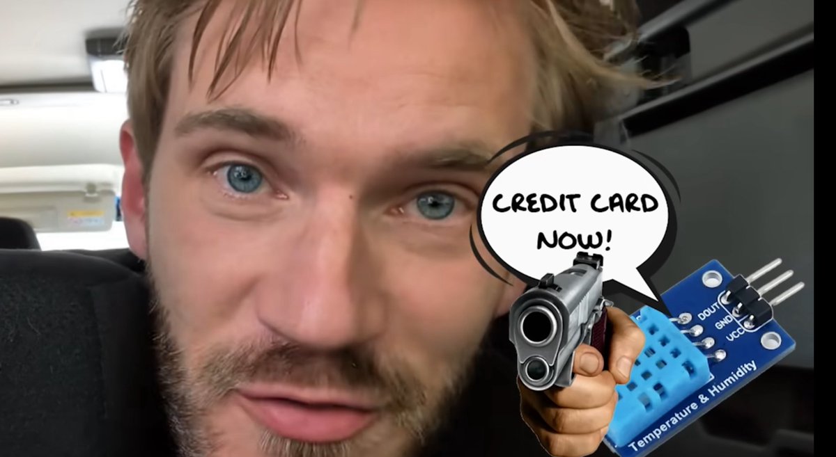 hemeshch's tweet image. never thought i’d see a dht11 humidity sensor in a pewdiepie video
