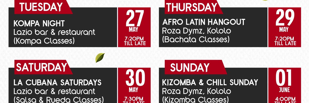 Here is our weekly dance schedule 😍.