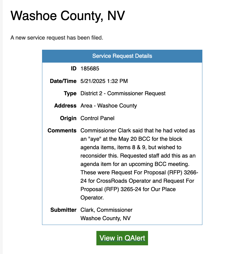 Commissioner Rebuffed in Attempt to Revisit Our Place Transfer from RISE Management to VOA. Our article here: ourtownreno.com/our-stories-1/…