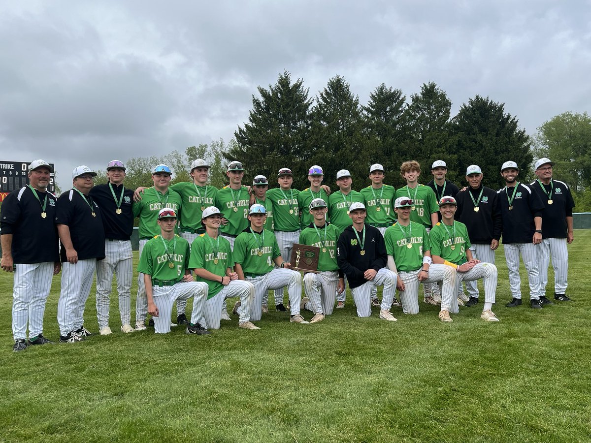 Newark Catholic baseball beats Danville 8-1 to win the Division VII district championship. Green Wave play next Wednesday in the regional at Ohio U.