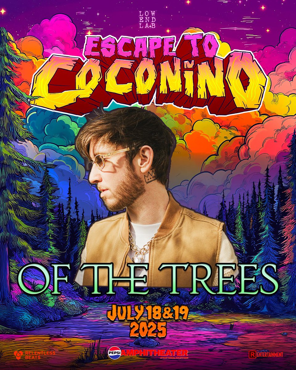 coconinocampout's tweet image. @OfTheTrees is officially heading to the pines 🌲✨Catch him under the stars at Escape to Coconino, July 18 + 19 at Pepsi Amphitheater. You already know the energy he’s bringing.

Lock in your weekend → escapetococonino.com 🎟️
#OfTheTrees #EscapeToCoconino #RelentlessBeats